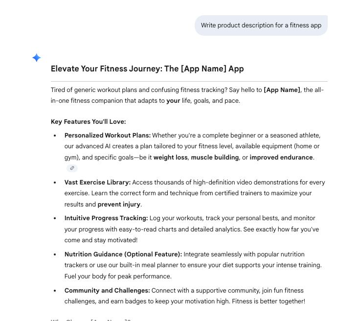 Gemini AI Tool Output Screenshot